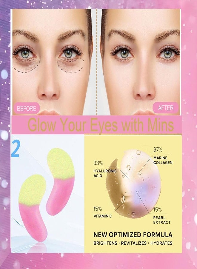 Deepcolorpy Under Eye Patches for Dark Circles Puffy Eyes 24 Pairs Collagen Eye Bags Travel Eye Masks, Stocking Stuffers for Christmast Bulk Gifts for Women Men and Teen Girls Hangover Kit supplies(Gold Pink) - Image 3